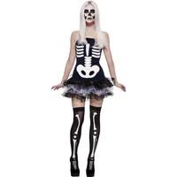 Smiffy's Adult Women's Fever Skeleton Costume, Tutu Dress With Detachable Clear