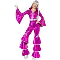 Smiffy's Adult Women's 1970's Dancing Dream Costume, Lace Up Jumpsuit, 70