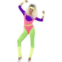 Smiffy's Adult Women's 80's Work Out Costume, Jumpsuit, Headband And Wrist