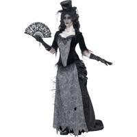 Smiffy's Adult Women's Ghost Town Black Widow Costume, Top, Skirt And Hat,