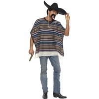 Smiffy's Men's Authentic Looking Poncho, Western, One Size, Colour: Multi, 39392