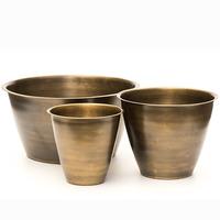 Spun Metal Planter - Antique Brass bowl