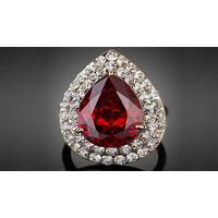 Swiss Cubic Zirconia Ruby Drop Ring