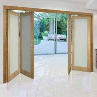 Thrufold Walden Oak 2+2 Folding Door - Frosted Glass - Unfinished