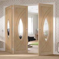 Thrufold Treviso Oak 2+1 Folding Door - Clear Glass