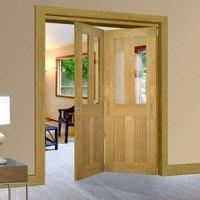 Thrufold Eton Oak 2+0 Folding Door - Clear Glass - Unfinished