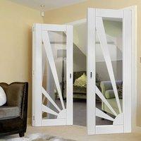 Thrufold Calypso Aurora Shaker White 2+1 Folding Door - Clear Glass