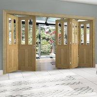 Thrufold Eton Oak 3+2 Folding Door - Clear Glass - Unfinished