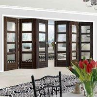 Thrufold Calgary Flush Abachi Wood 3+3 Folding Door - Clear Glass - Prefinished