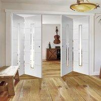 Thrufold Dominion White 2+2 Folding Door - Etched Clear Glass