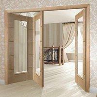 Thrufold Ravenna Oak 2+1 Folding Door - Clear Glass