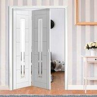 Thrufold Barbican White 2+0 Folding Door - Etched Clear Glass