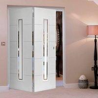 Thrufold Dominion White 2+0 Folding Door - Etched Clear Glass