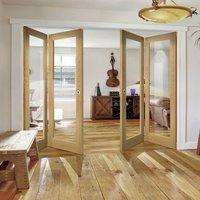 Thrufold Walden Oak 2+2 Folding Door - Clear Glass - Unfinished