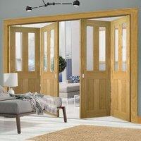 Thrufold Eton Oak 2+2 Folding Door - Clear Glass - Unfinished