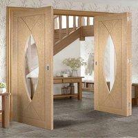 Thrufold Pesaro Oak 2+1 Folding Door - Clear Glass