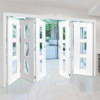 Thrufold Geo White 3+3 Folding Door - Clear Glass