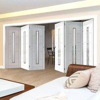 Thrufold Barbican White 3+3 Folding Door - Etched Clear Glass