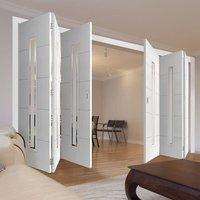 Thrufold Dominion White 3+3 Folding Door - Etched Clear Glass