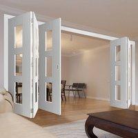 Thrufold Geo White 3+2 Folding Door - Clear Glass