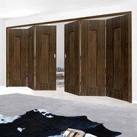 Thrufold Axis Shaker Walnut 3+3 Folding Door Panelled - Prefinished