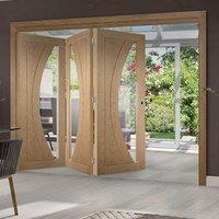 Thrufold Salerno Oak 3+0 Folding Door - Clear Glass