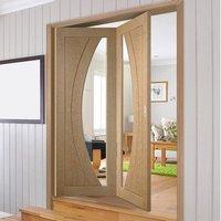 Thrufold Salerno Oak 2+0 Folding Door - Clear Glass - Prefinished