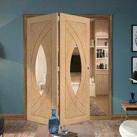 Thrufold Treviso Oak 2+0 Folding Door -  Clear  Glass - Prefinished