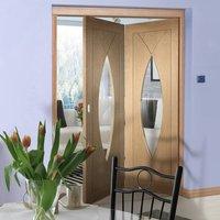 Thrufold Pesaro Oak 2+0 Folding Door - Clear Glass