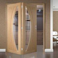 Thrufold Salerno Oak 2+0 Folding Door - Clear Glass