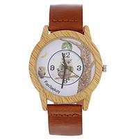 Top brand Men's Bamboo Wooden Bamboo Watch Owl Quartz Leather Strap Men Watches