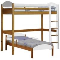 Verona Maximus Antique Pine and White L Shape High Sleeper Bed