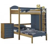 Verona Maximus Antique Pine and Blue L Shape High Sleeper Bed Set 2