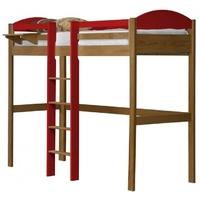 Verona Maximus Antique Pine and Red with Central Ladder High Sleeper Bed