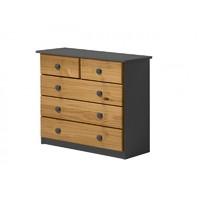 Verona 3 plus 2 Drawer Graphite Chest with Antique