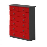 Verona 5 plus 2 Drawer Graphite Chest with Red