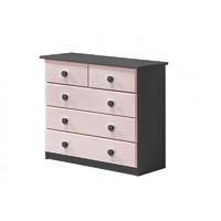 Verona 3 plus 2 Drawer Graphite Chest with Pink