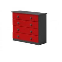 Verona 4 Drawer Graphite Chest with Red