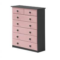 Verona 5 plus 2 Drawer Graphite Chest with Pink