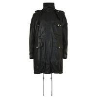 VERSUS VERSACE Hooded Leather Parka Coat