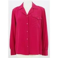 Vintage Late 1980's Marie France Size 38 (Uk 10) Colour Block Brights Silk Shirt in Fuchsia