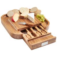 VonShef Square Bamboo Cheese Board Set