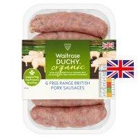 Waitrose Duchy Organic 6 British free range pork sausages