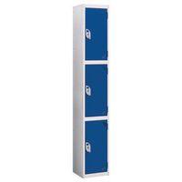 WET AREA LOCKER 3 COM[PARTMENT W300 x D450 BLUE DOOR