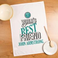 Worlds Best Friend Personalised Tea Towel for Him