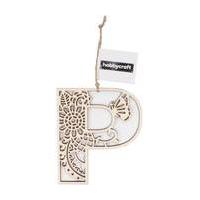 Wooden Filigree Hanging Letter P 13cm