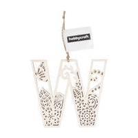 Wooden Filigree Hanging Letter W 13cm