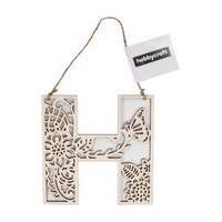 Wooden Filigree Hanging Letter H 13cm