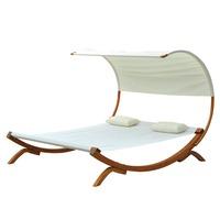 Wooden Bed Lounger with 2 Pillows