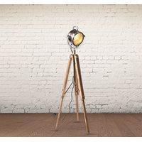 WOODEN INDUSTRIAL TRIPOD FLOOR LAMP